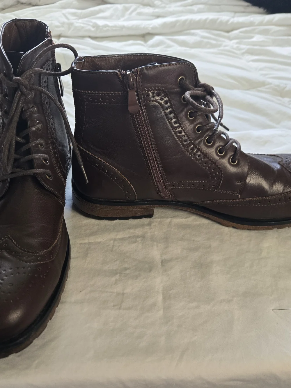 David Stone ankle boots wingtip brown size 12 EUC. 0803